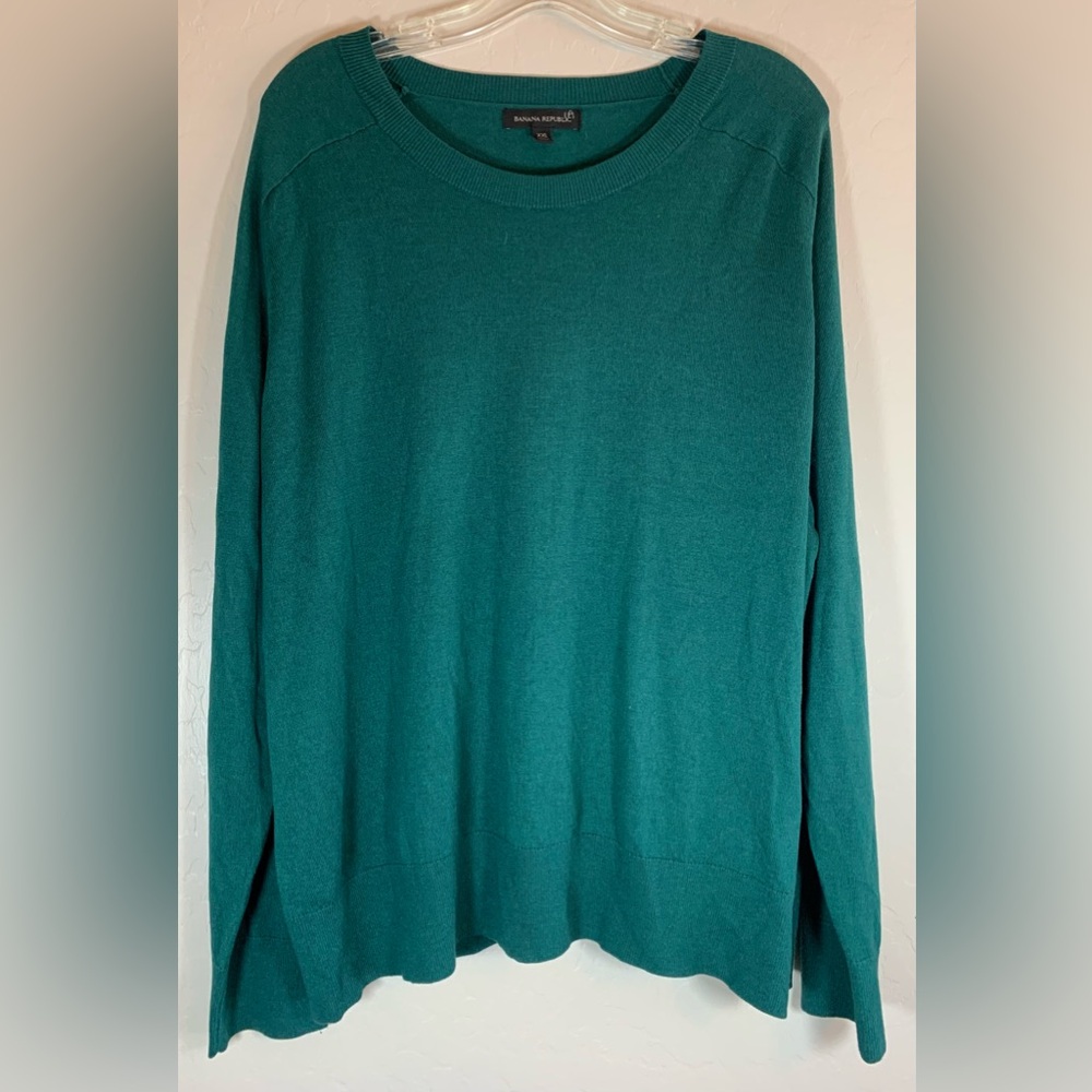 Banana Republic Kelly Green Sweater XXL Silk Yak Hair Blend 0417